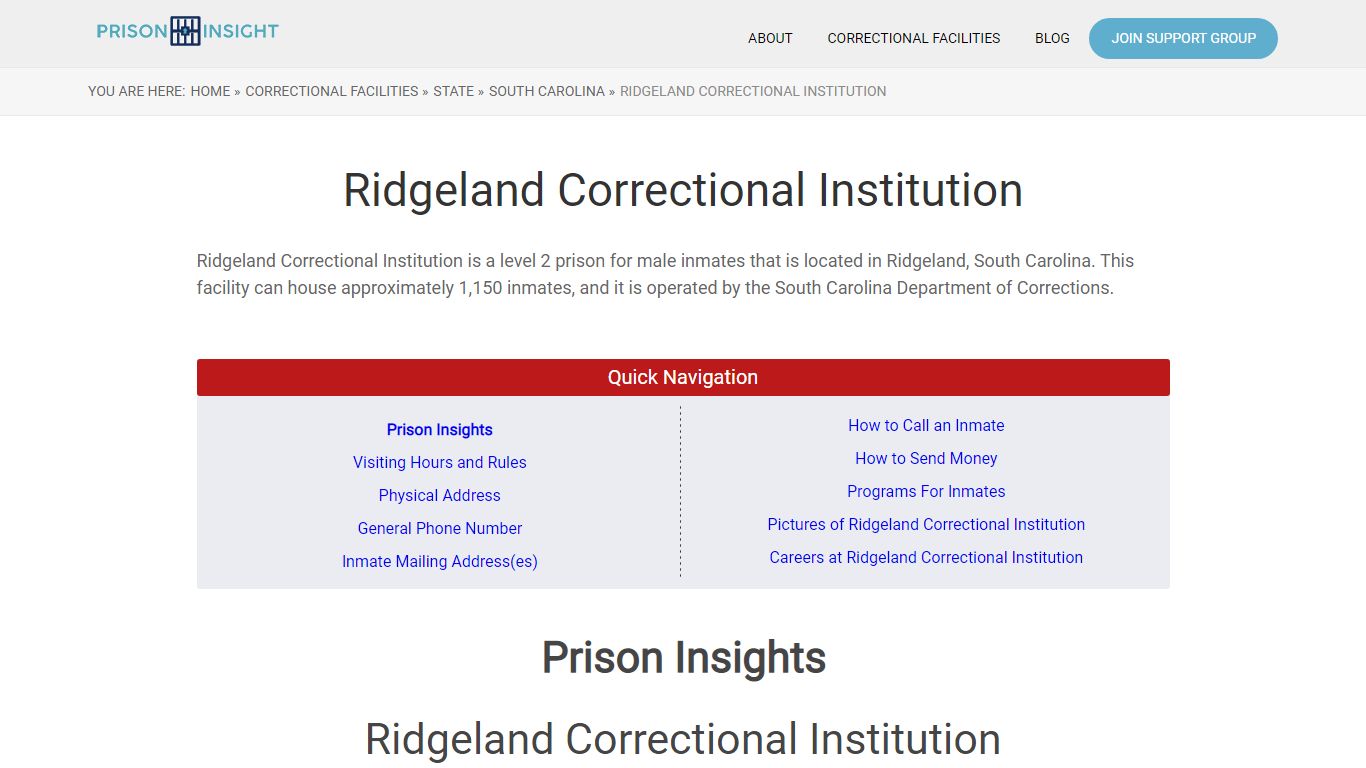 Ridgeland Correctional Institution - Prison Insight