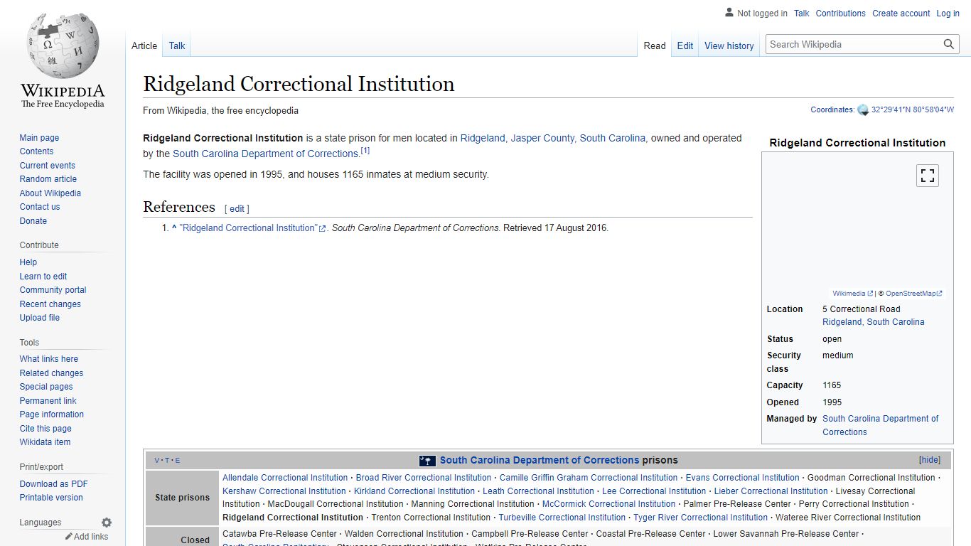 Ridgeland Correctional Institution - Wikipedia